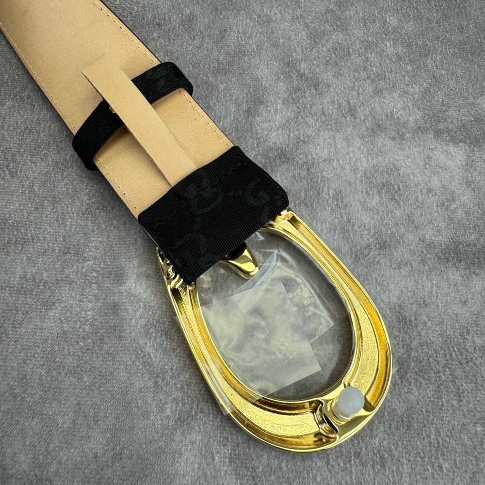 NEW Gucci Black GG Monogram Lurex Canvas Belt - Picture 10 of 13